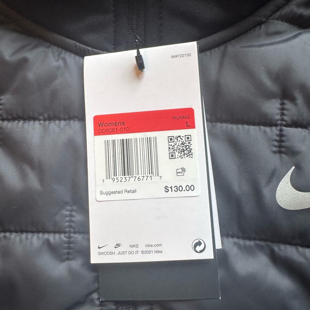 Nike Jacket Women L Black Therma-FIT Running Full Zip Thermal Puffer DD6061-010 - Picture 2 of 6